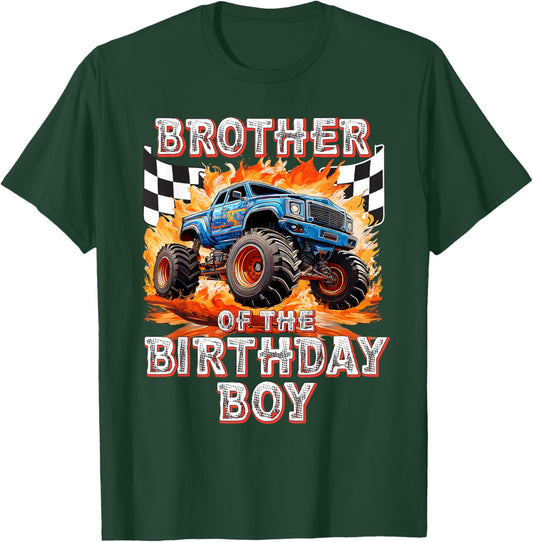 Brother of the Birthday Boy Monster Truck Birthday T-Shirt - T-Shirt | Forest