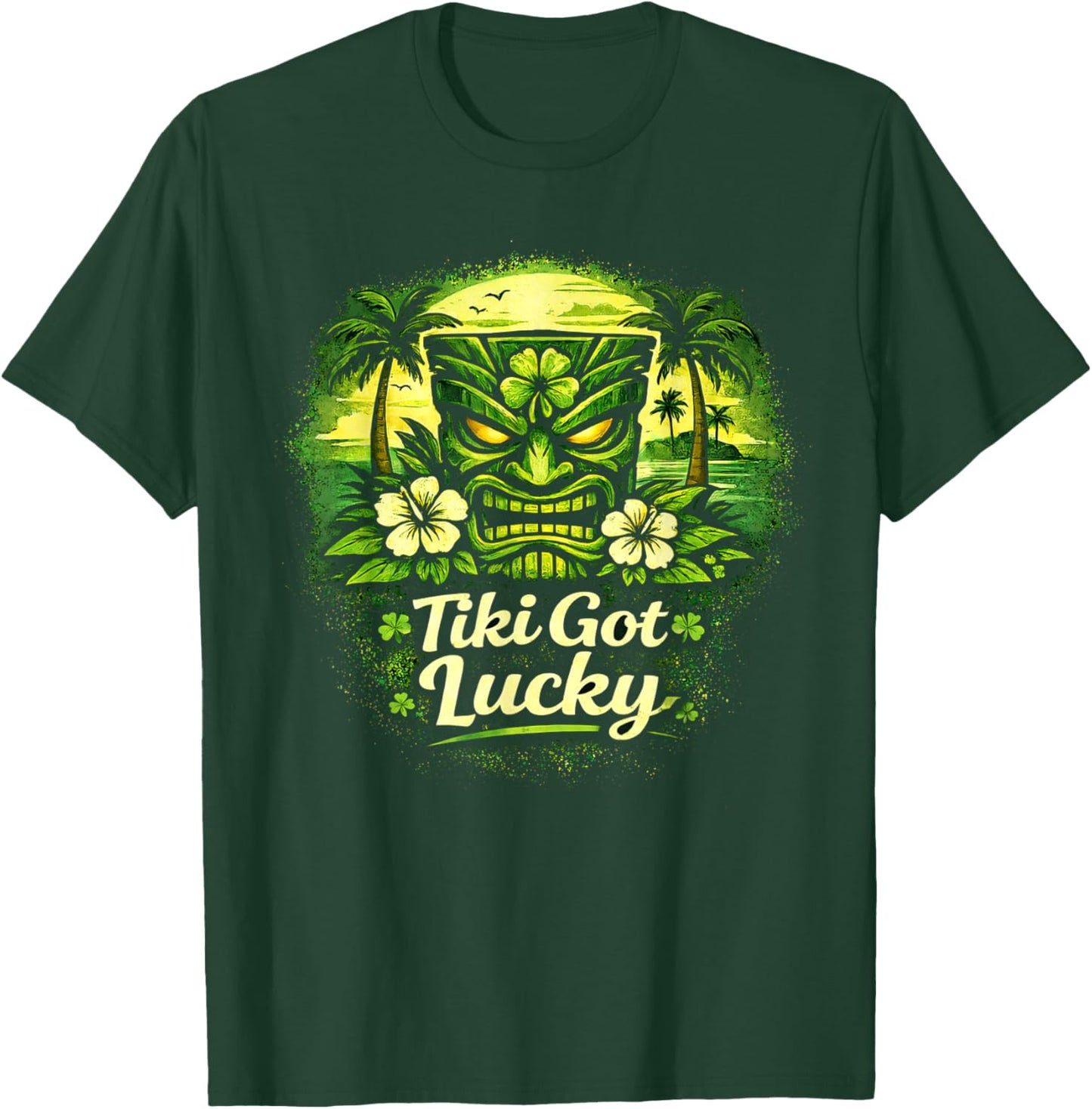 Tiki Got Lucky Shamrock Tiki Hawaii, Ambiance des îles Tropicales T-Shirt - T-Shirt | Forest