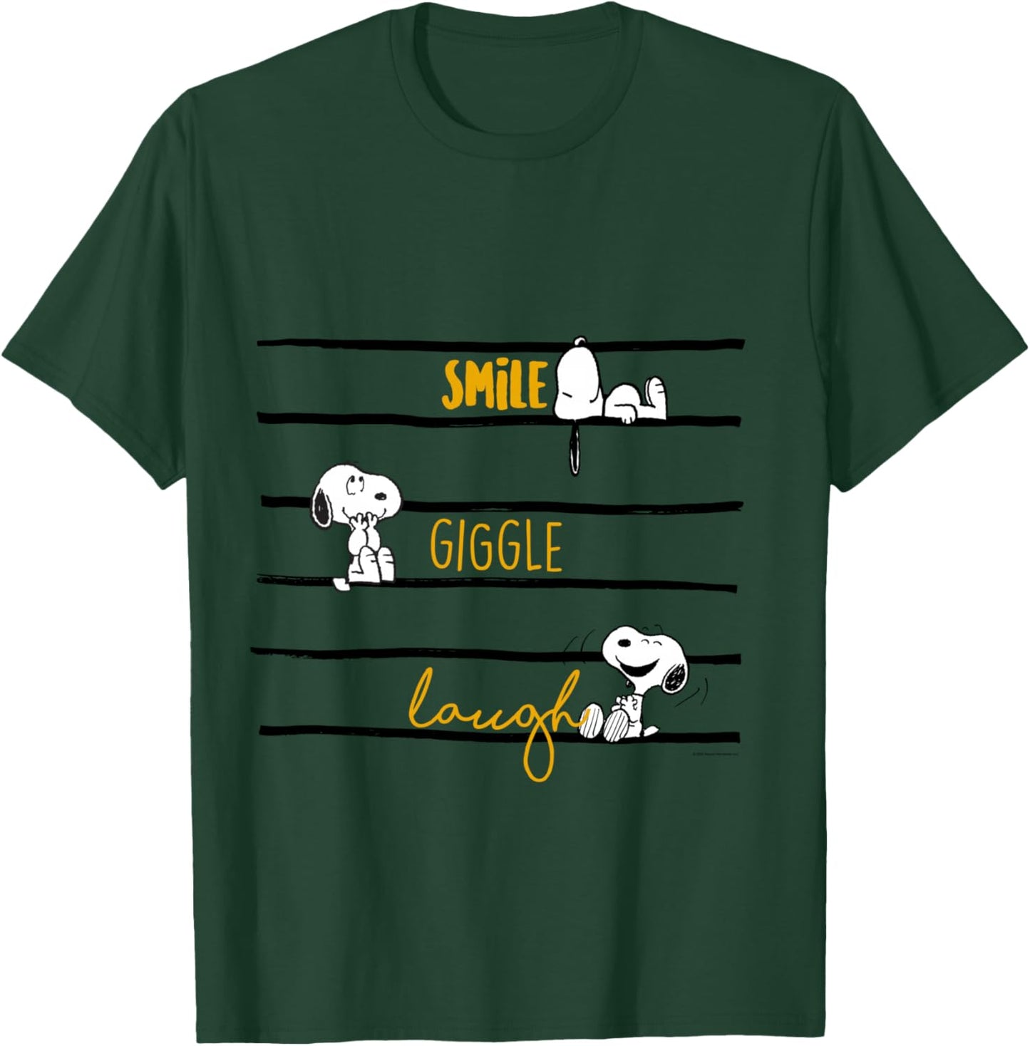 Peanuts - Snoopy Woodstock Smile Giggle Laugh Langarmshirt T-Shirt - T-Shirt | Forest