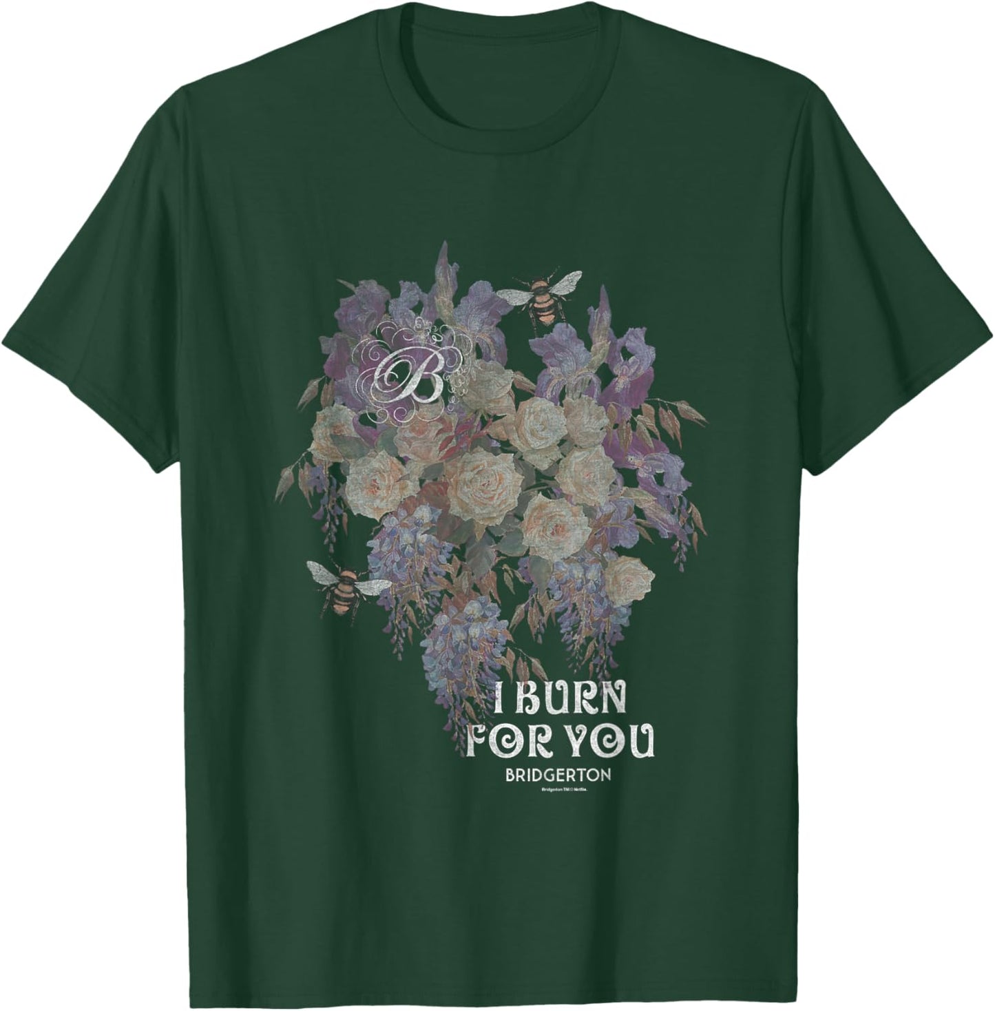Bridgerton I Burn for You Vintage Retro Floral Chest Poster T-Shirt - T-Shirt | Forest