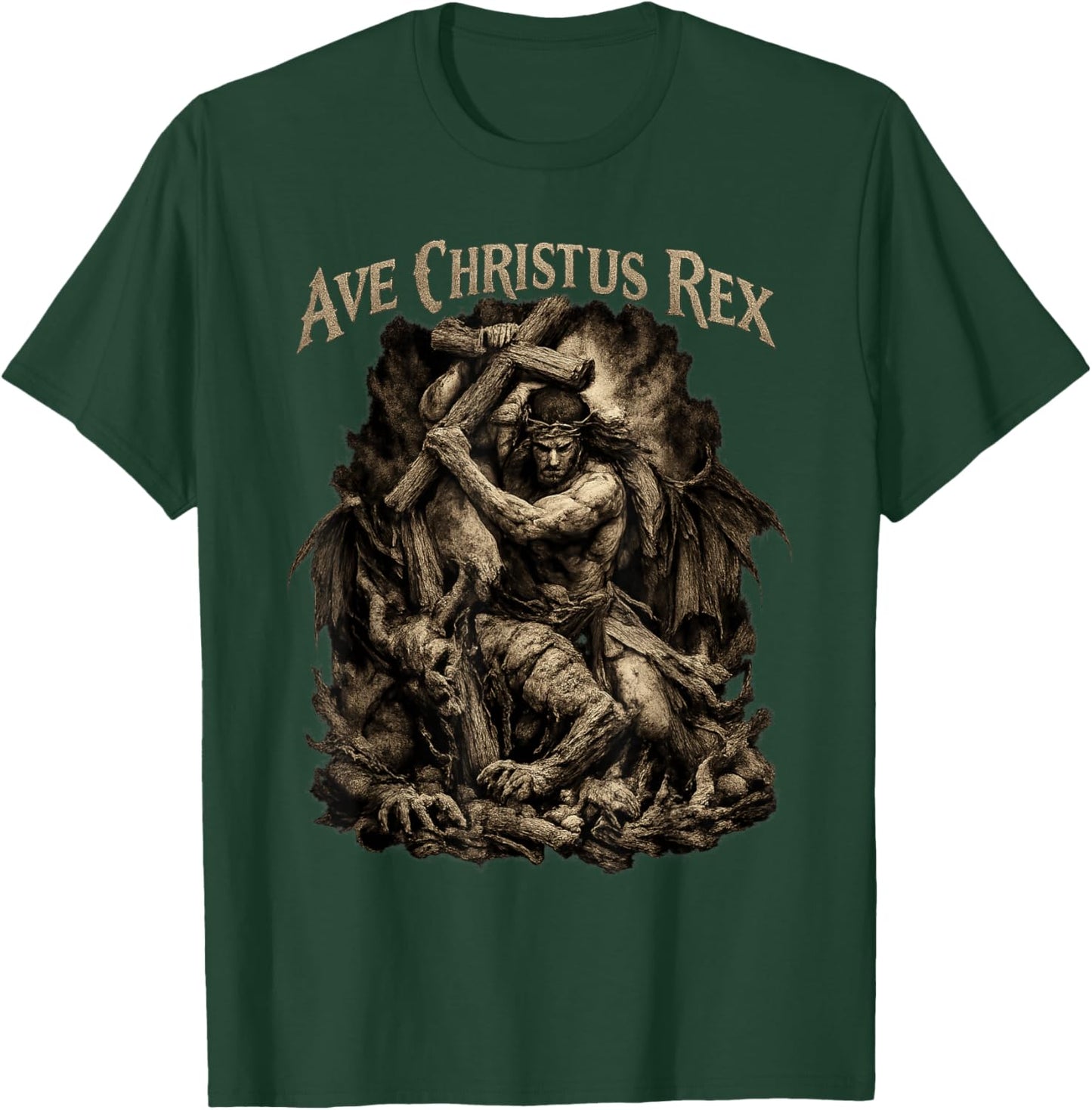 Ave Christus Rex - Jésus vainc Le Diable T-Shirt - T-Shirt | Forest
