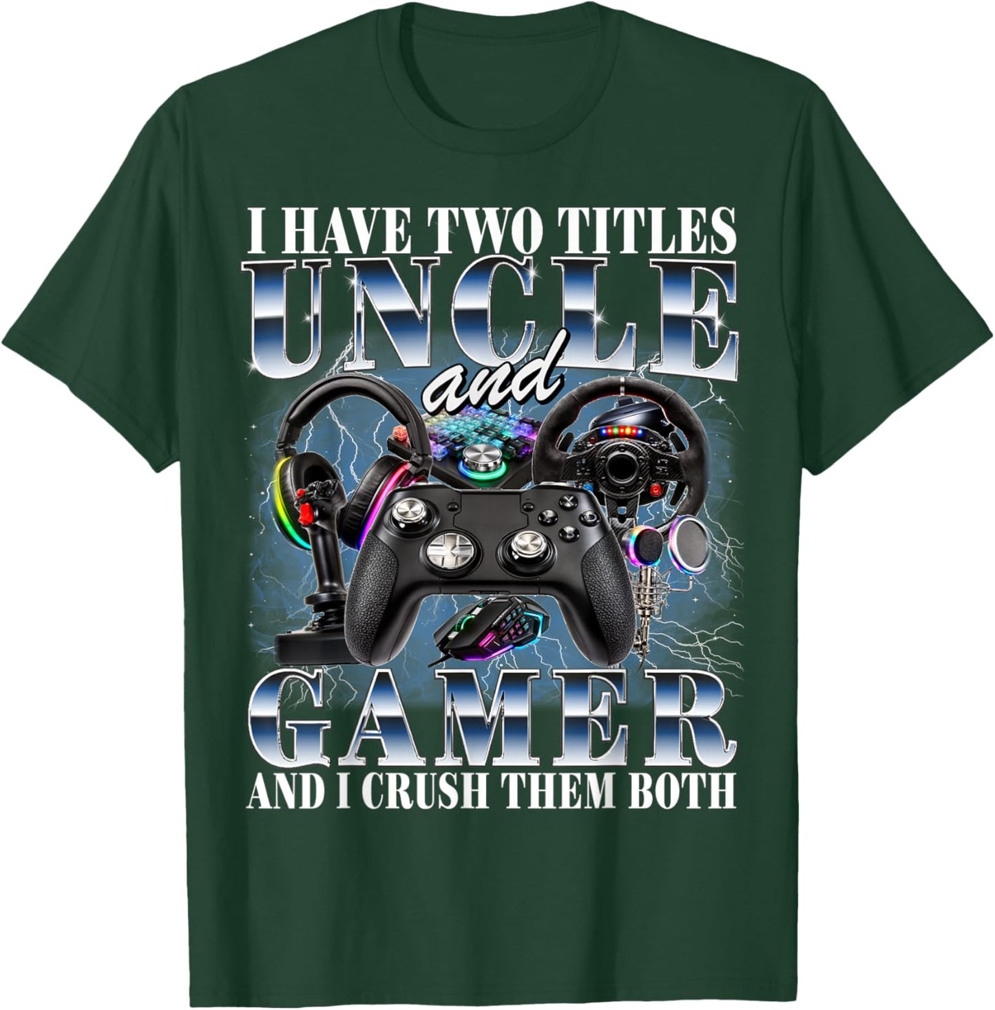 Gamer Uncle Gaming Brother 90s Style Video Game Lover T-Shirt - T-Shirt | Forest
