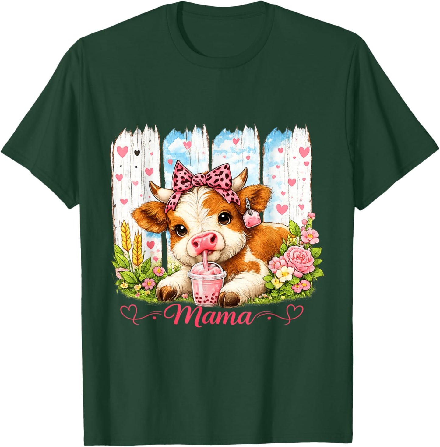 Farm Animal Scottish Highland Cow Mom Happy Mother's Day T-Shirt - T-Shirt | Forest