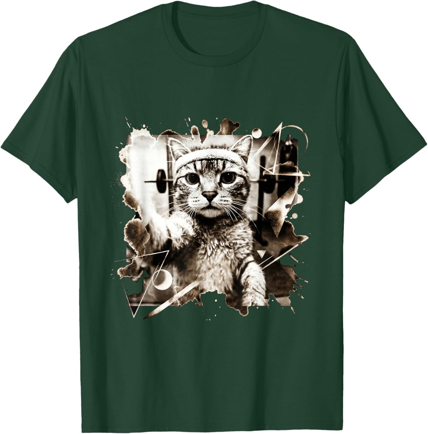 Funny Cat Selfie Gym Workout Weightlifting Cat Animal Themed T-Shirt - T-Shirt | Forest