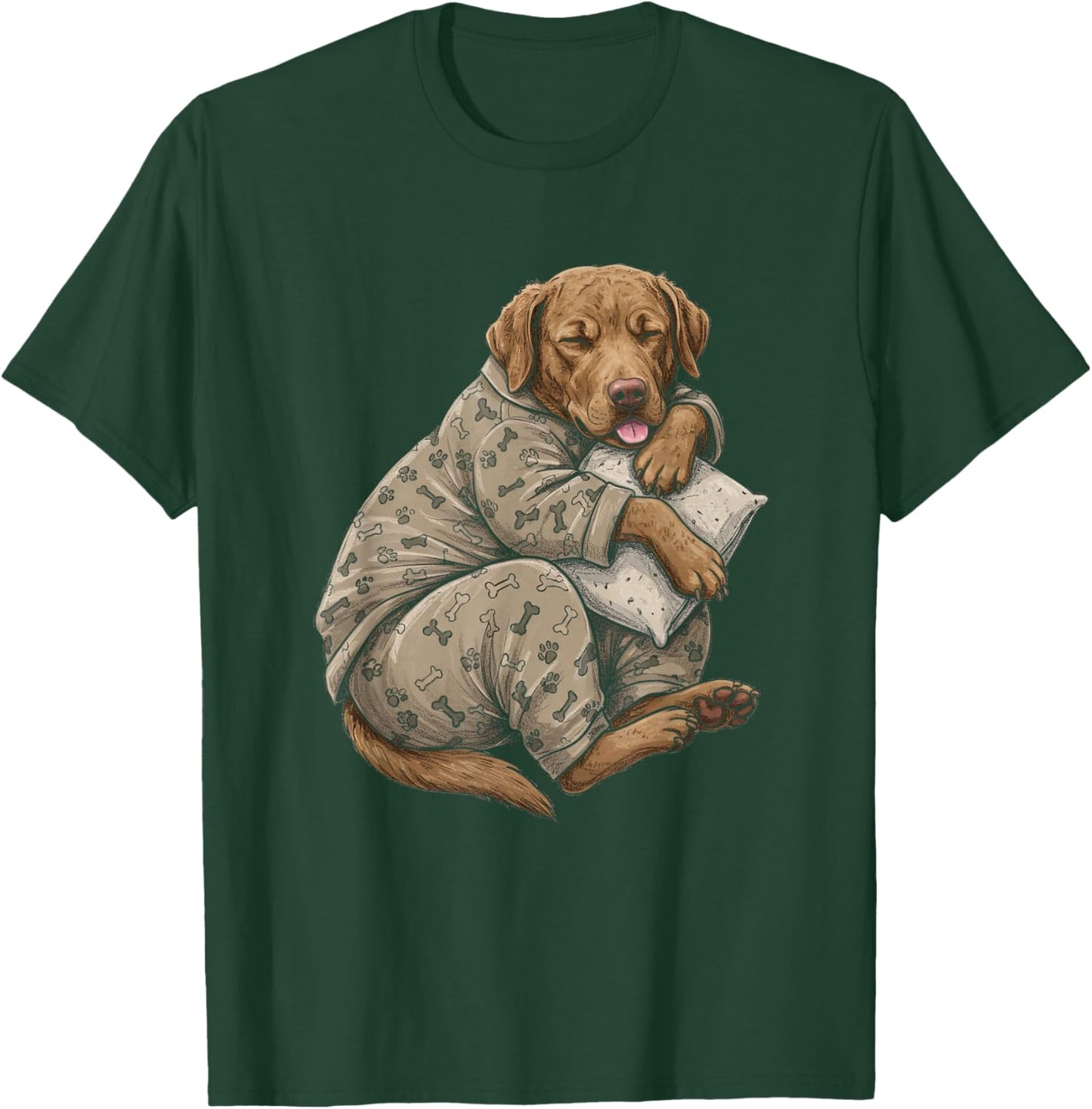 Funny Sleepy Chesapeake Bay Retriever Pajama Men Women Kids T-Shirt - T-Shirt | Forest