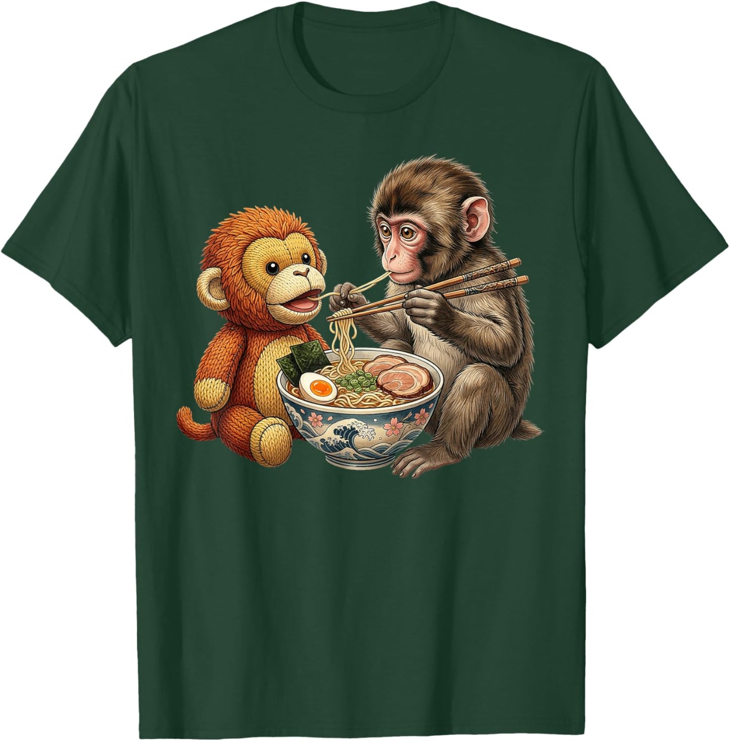 Punch Monkey Eating Ramen Japanese Noodles Anime Lovers T-Shirt - T-Shirt | Forest