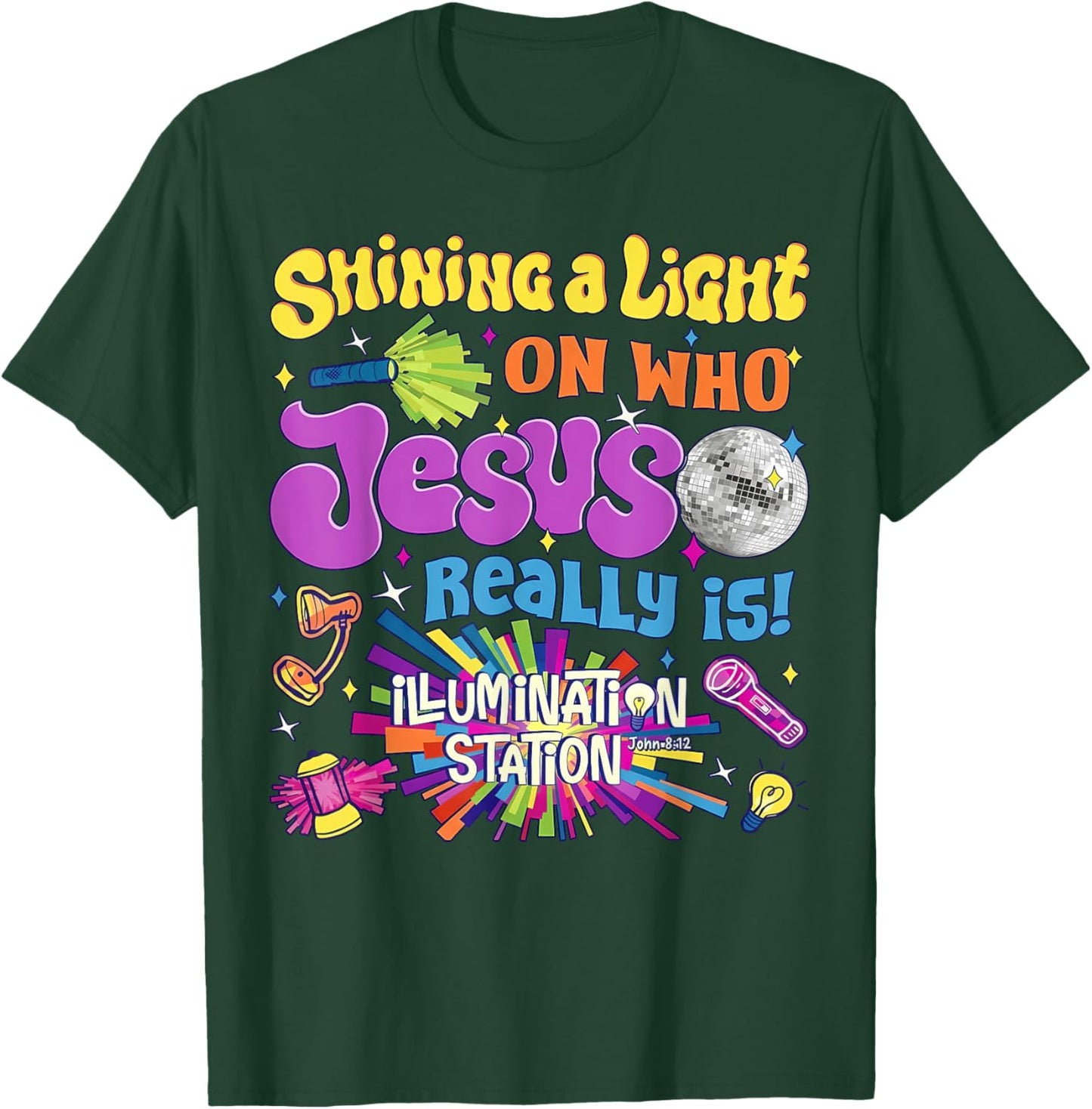 Jesus Light of The World Illumination Station VBS 2026 T-Shirt - T-Shirt | Forest