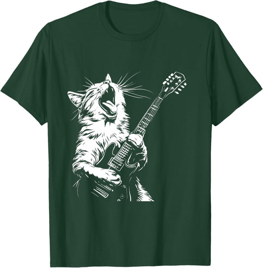Funny Cat Playing Guitar T-Shirt - T-Shirt | Forest