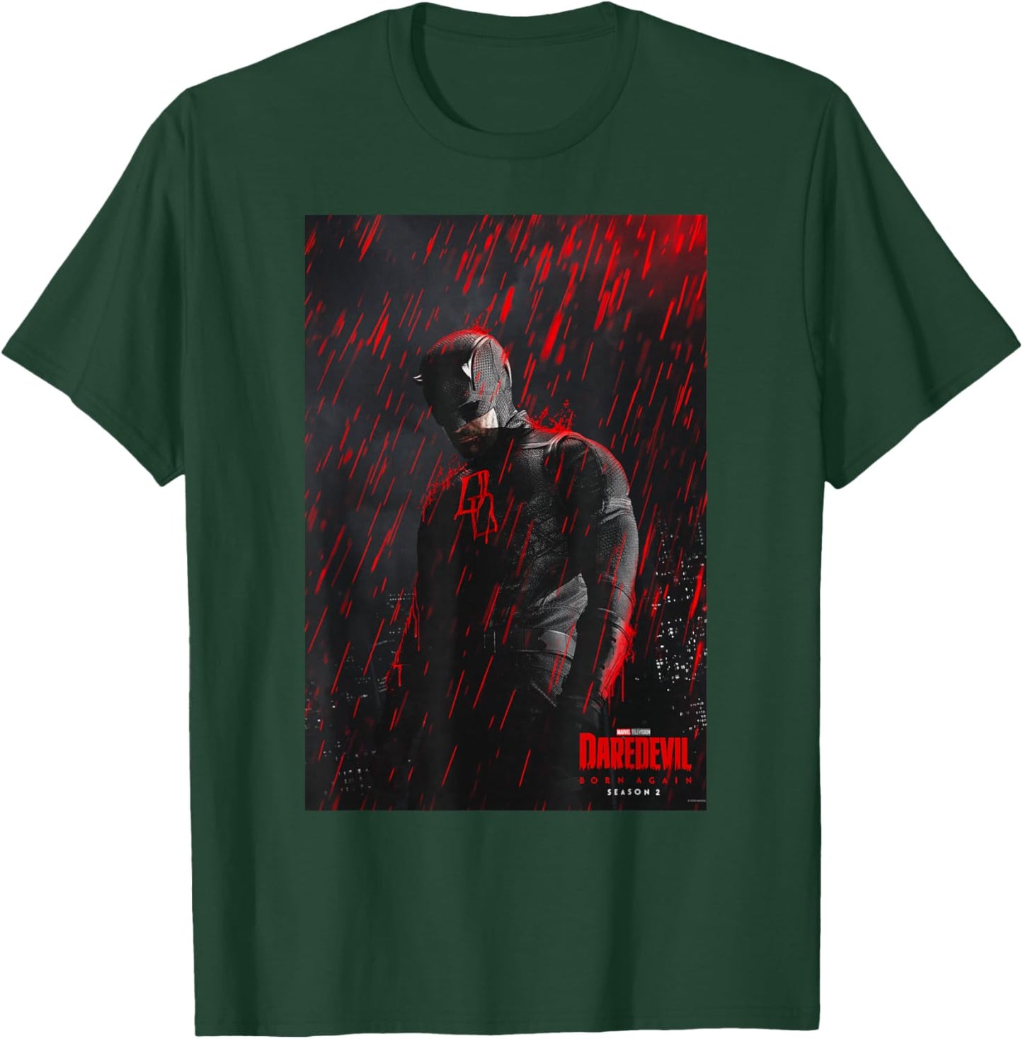 Marvel Daredevil: Born Again Season 2 Red Rain Poster Art T-Shirt - T-Shirt | Forest
