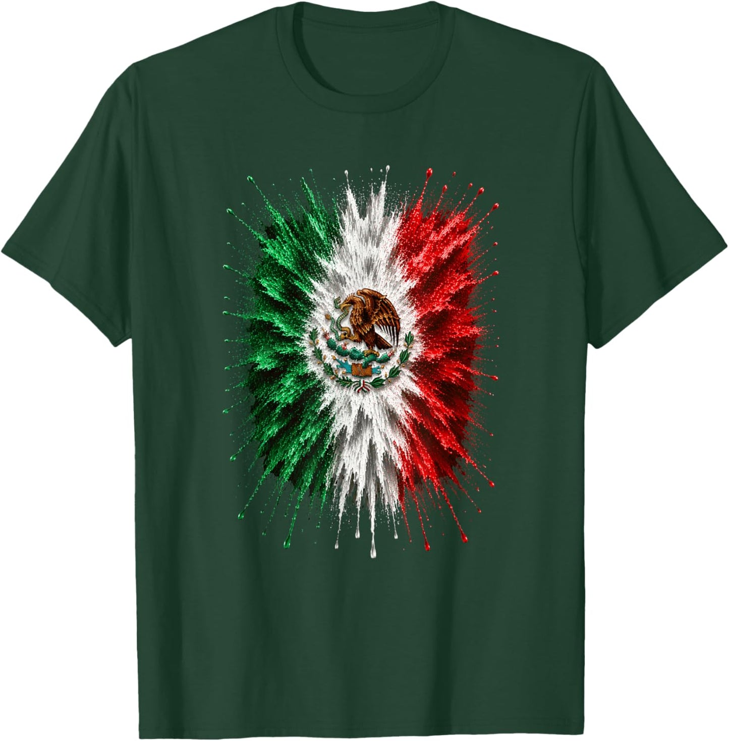 Mexico Flag Splash Art Design Patriotic Mexican Flag T-Shirt - T-Shirt | Forest