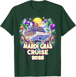 Mardi Gras Cruise Crew 2025 Family Matching Trip New Orleans T-Shirt - T-Shirt | Forest