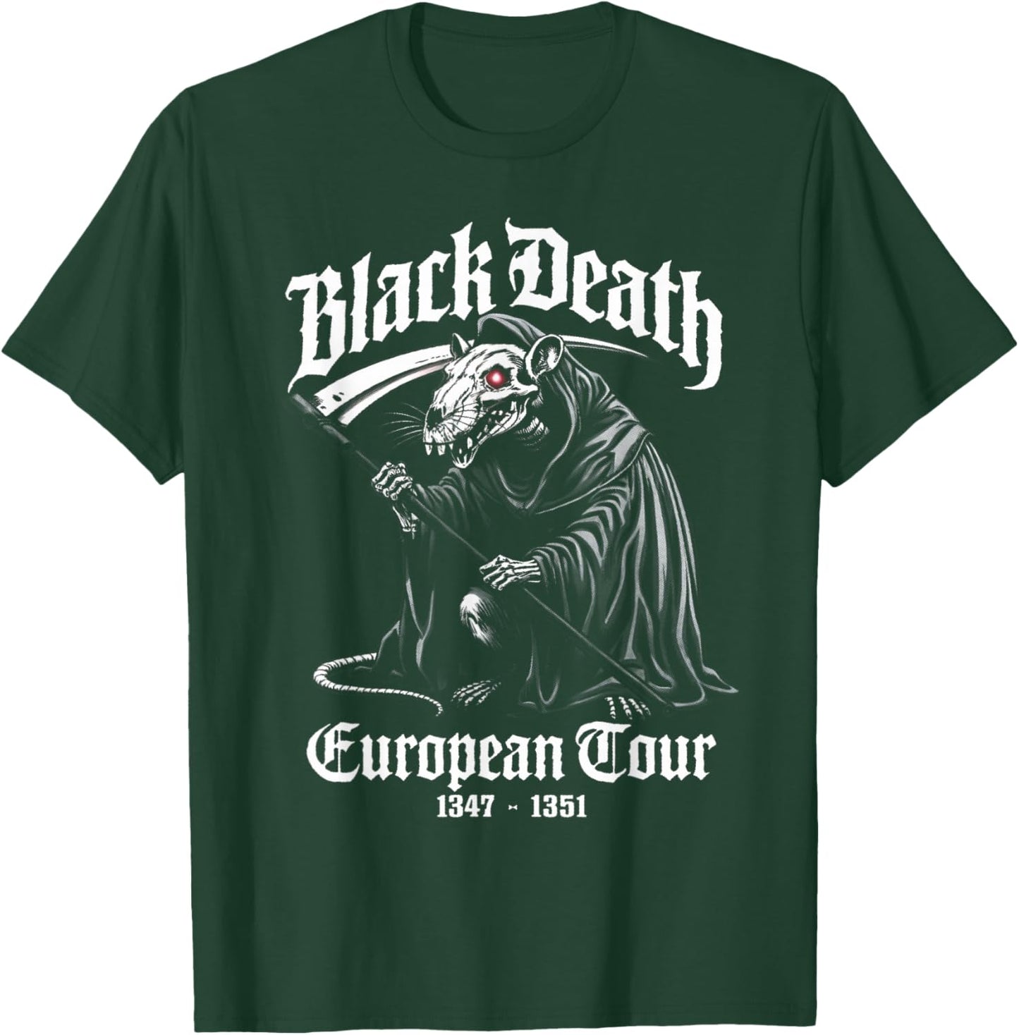 Black Death European Tour, Plague Rat Reaper Skeleton Goth T-Shirt - T-Shirt | Forest