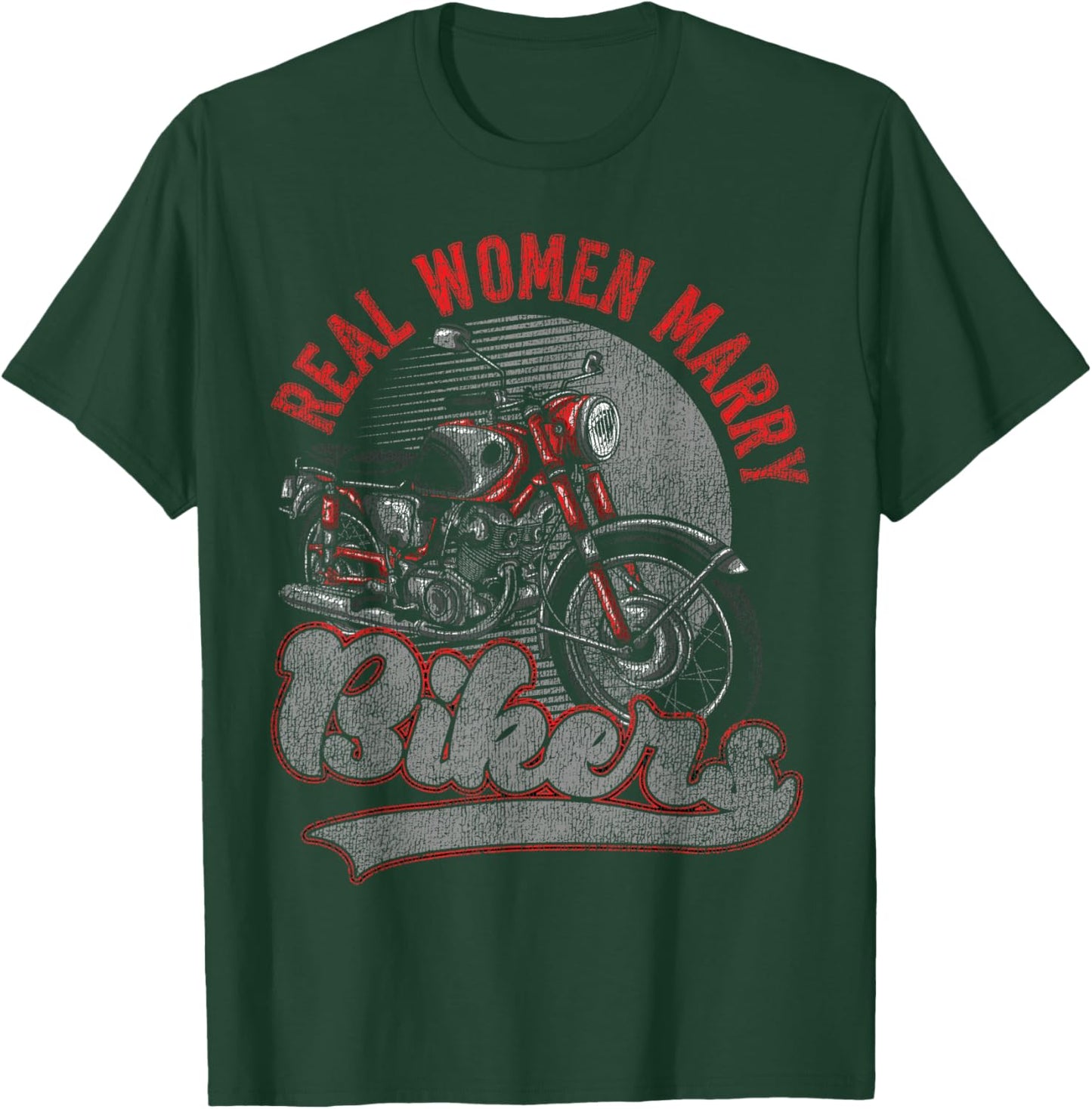 Classic Motorcycle Biker Husband Wife Wedding Marriage Real T-Shirt - T-Shirt | Forest