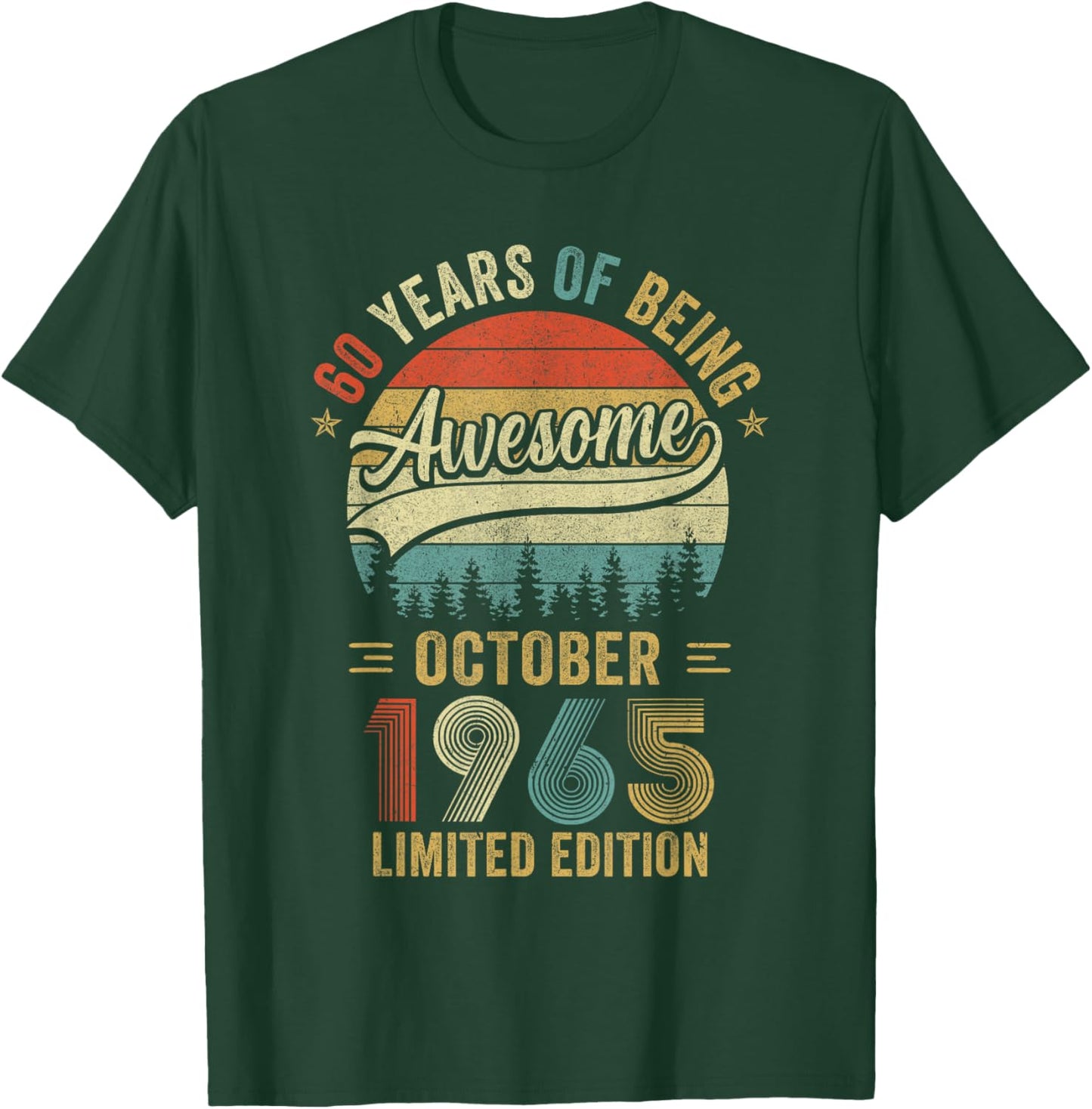 Vintage October 1965 Old 60Th Birthday Men Women T-Shirt - T-Shirt | Forest