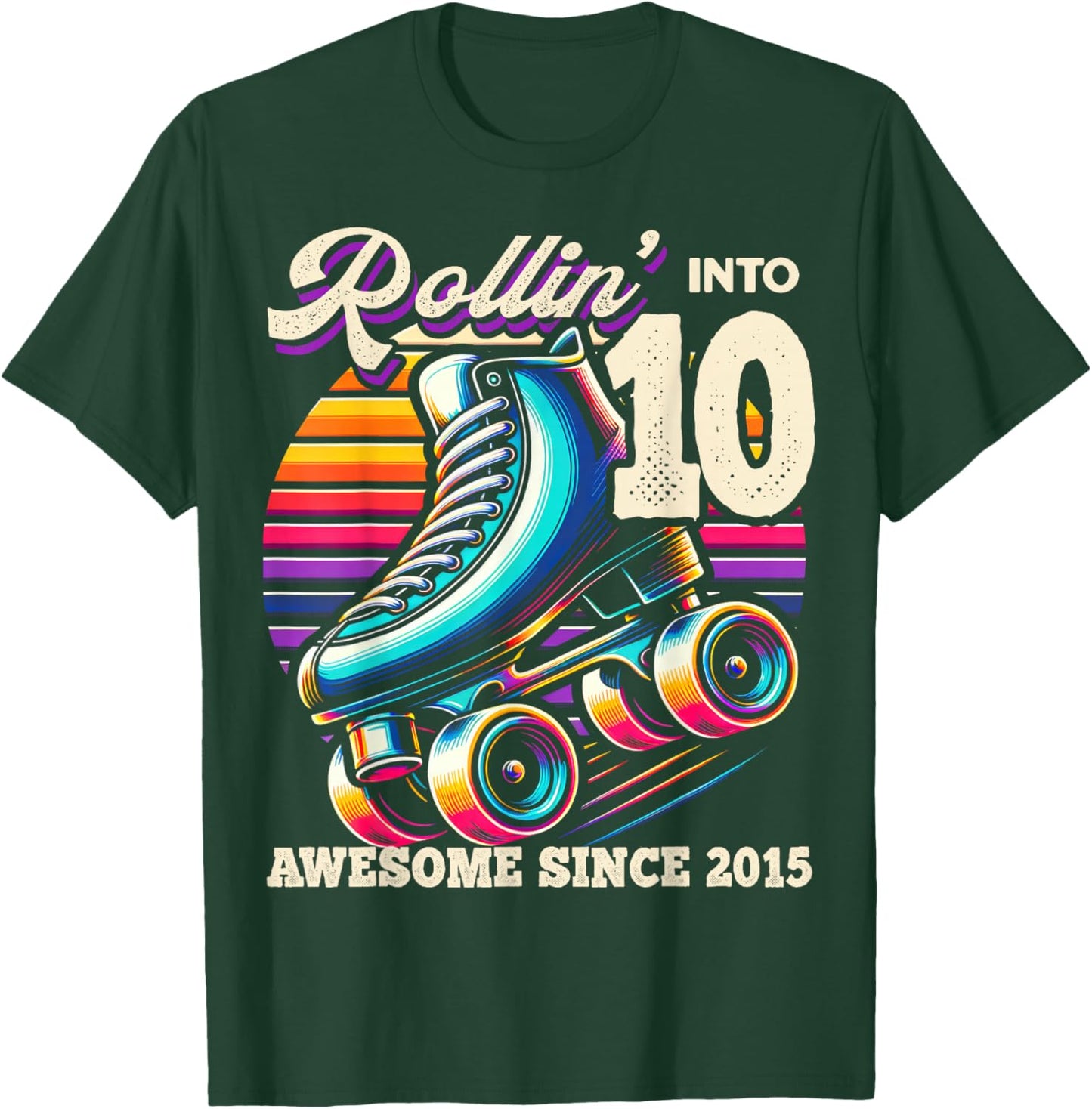 Birthday Roller Skating 10th Girl Rollin into 10 Skate Party T-Shirt - T-Shirt | Forest