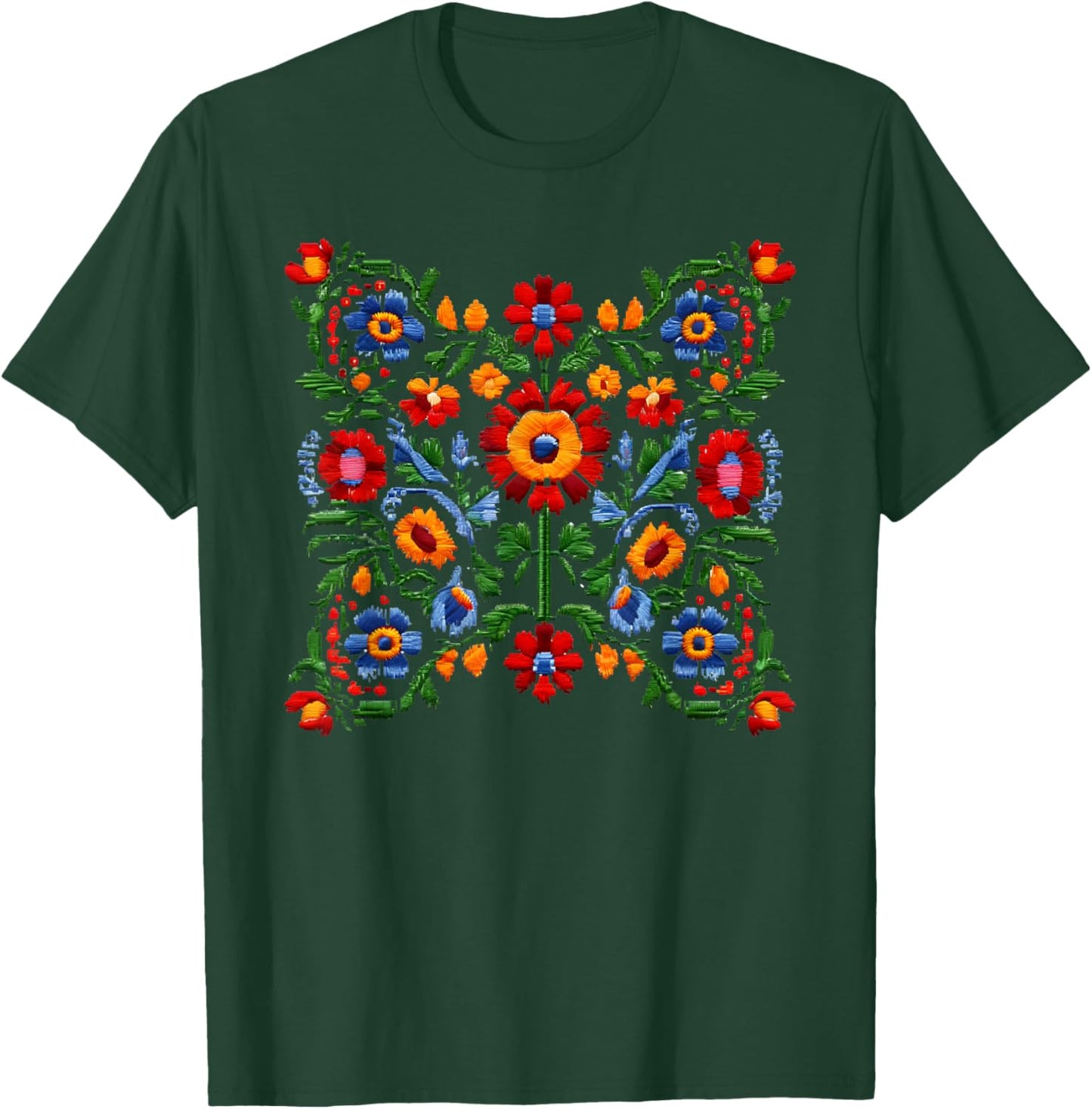 Funny Ukrainian Embroidery Traditional Flowers National Art T-Shirt - T-Shirt | Forest