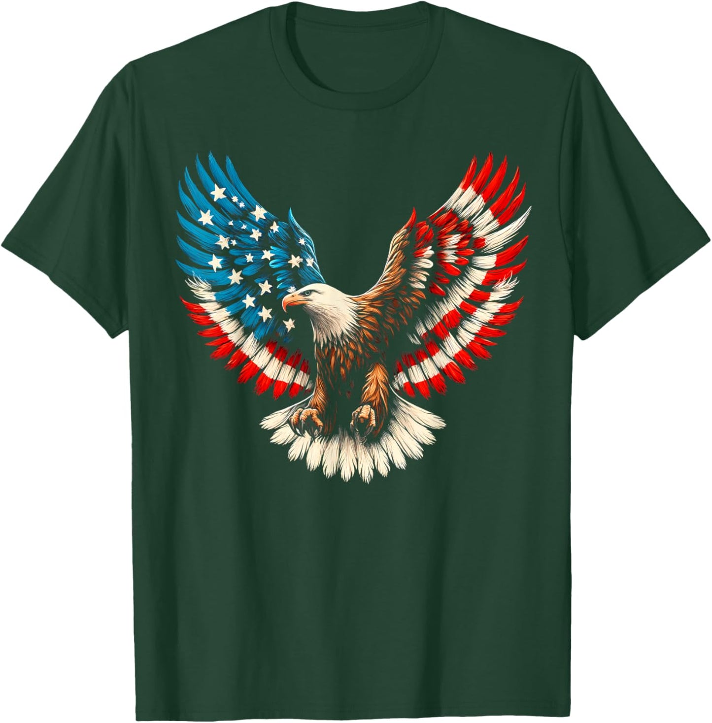 Bald Eagle & Patriotic American Flag 4th of July T-Shirt - T-Shirt | Forest