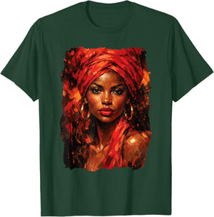 Beautiful Black African American Woman Melanin Graphic Art T-Shirt - T-Shirt | Forest