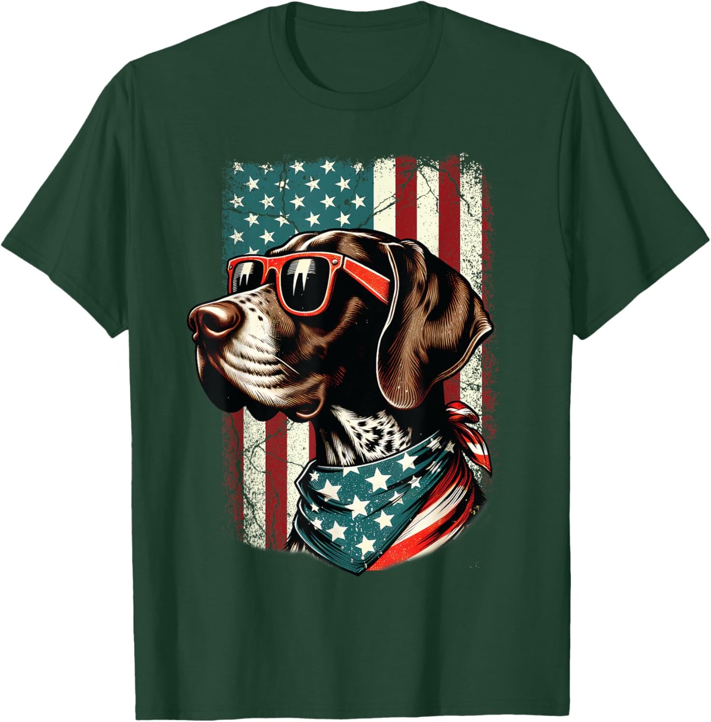 Patriotic German Shorthaired Pointer Dog 4th Of July USA T-Shirt - T-Shirt | Forest