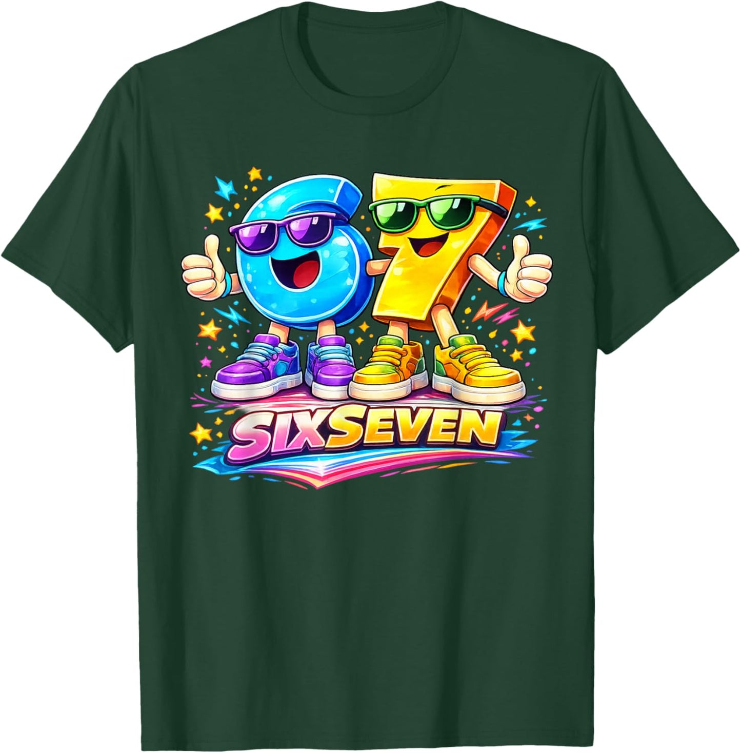 Six Seven 67 Meme lustiges Zahlen Design für Kinder Teenager T-Shirt - T-Shirt | Forest
