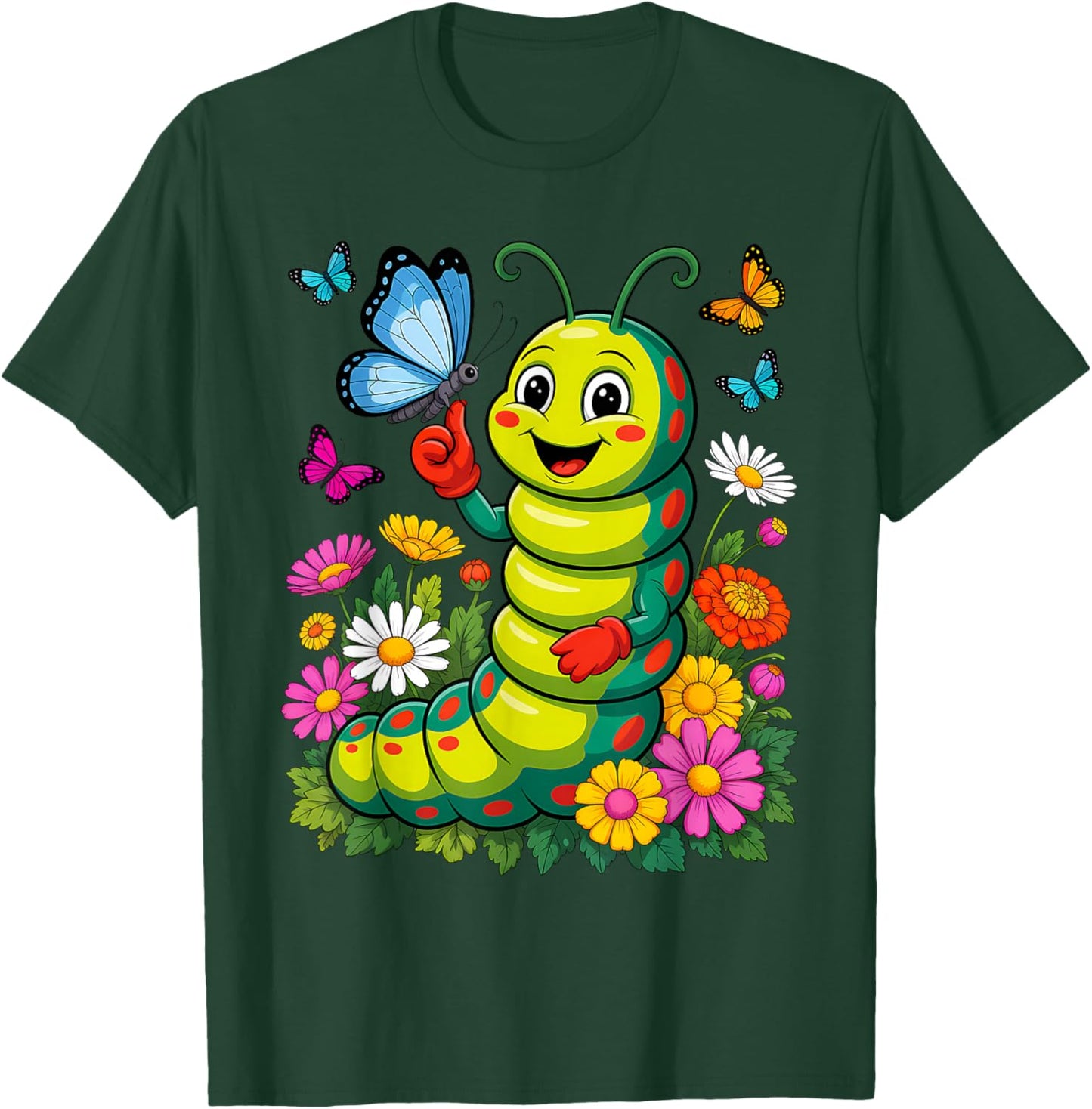 Cute Caterpillar Costume Floral Garden Bug Lover Flower T-Shirt - T-Shirt | Forest