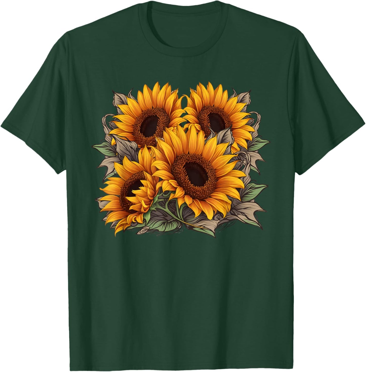 Vintage Sunflower Graphic T-Shirt - T-Shirt | Forest