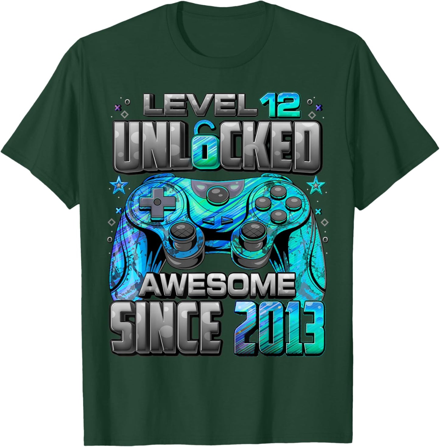 Level 12 Unlocked Awesome Since 2013 12th Birthday Gaming T-Shirt - T-Shirt | Forest