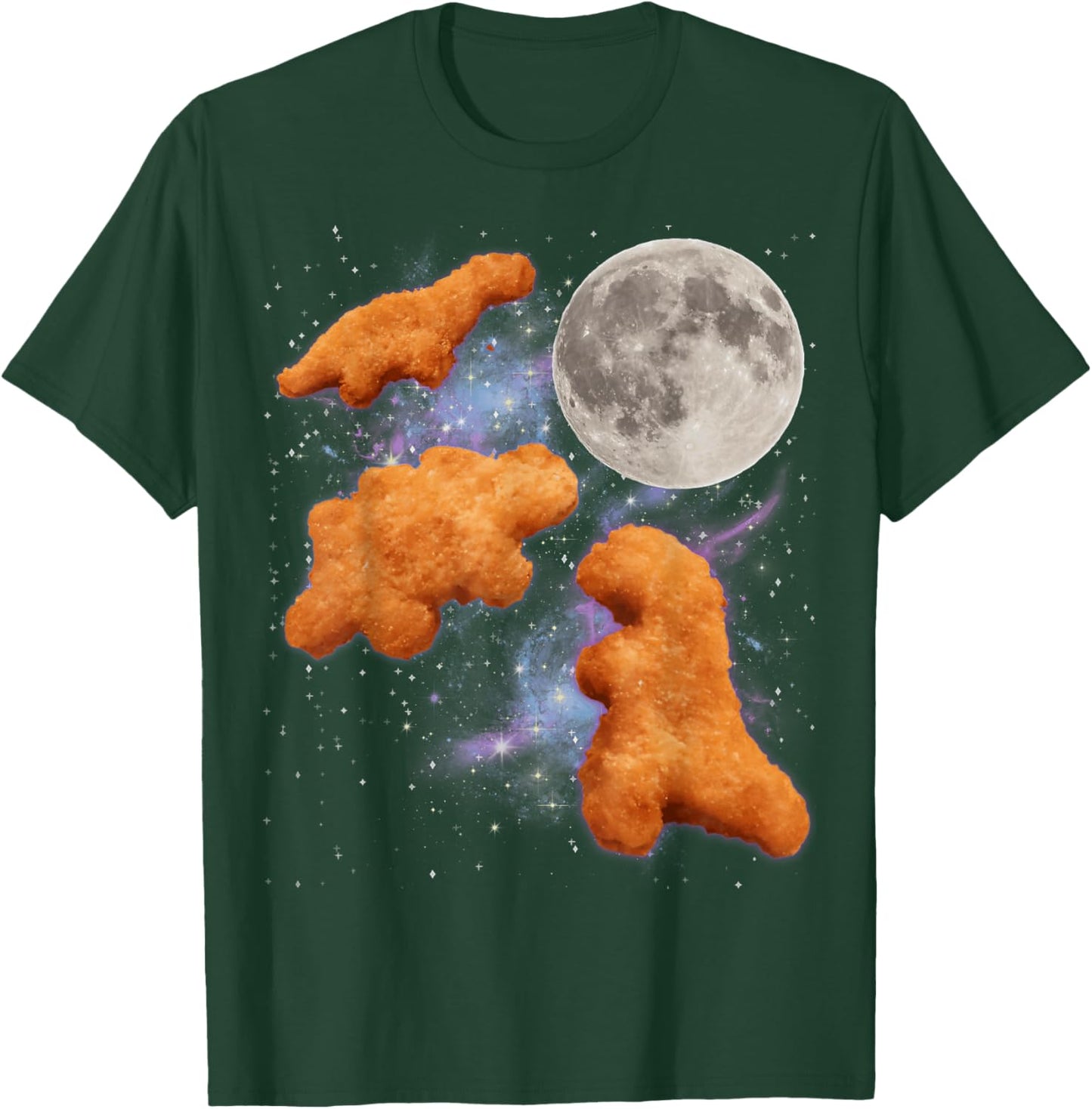Three Chicken Nuggets Howl at Moon Funny Parody Dino Nugget T-Shirt - T-Shirt | Forest