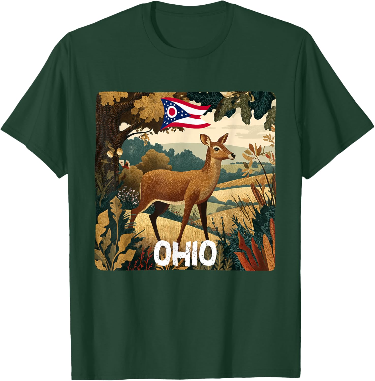 Pretty White-Tailed Deer in Nature with Ohio Colors Costume T-Shirt - T-Shirt | Forest