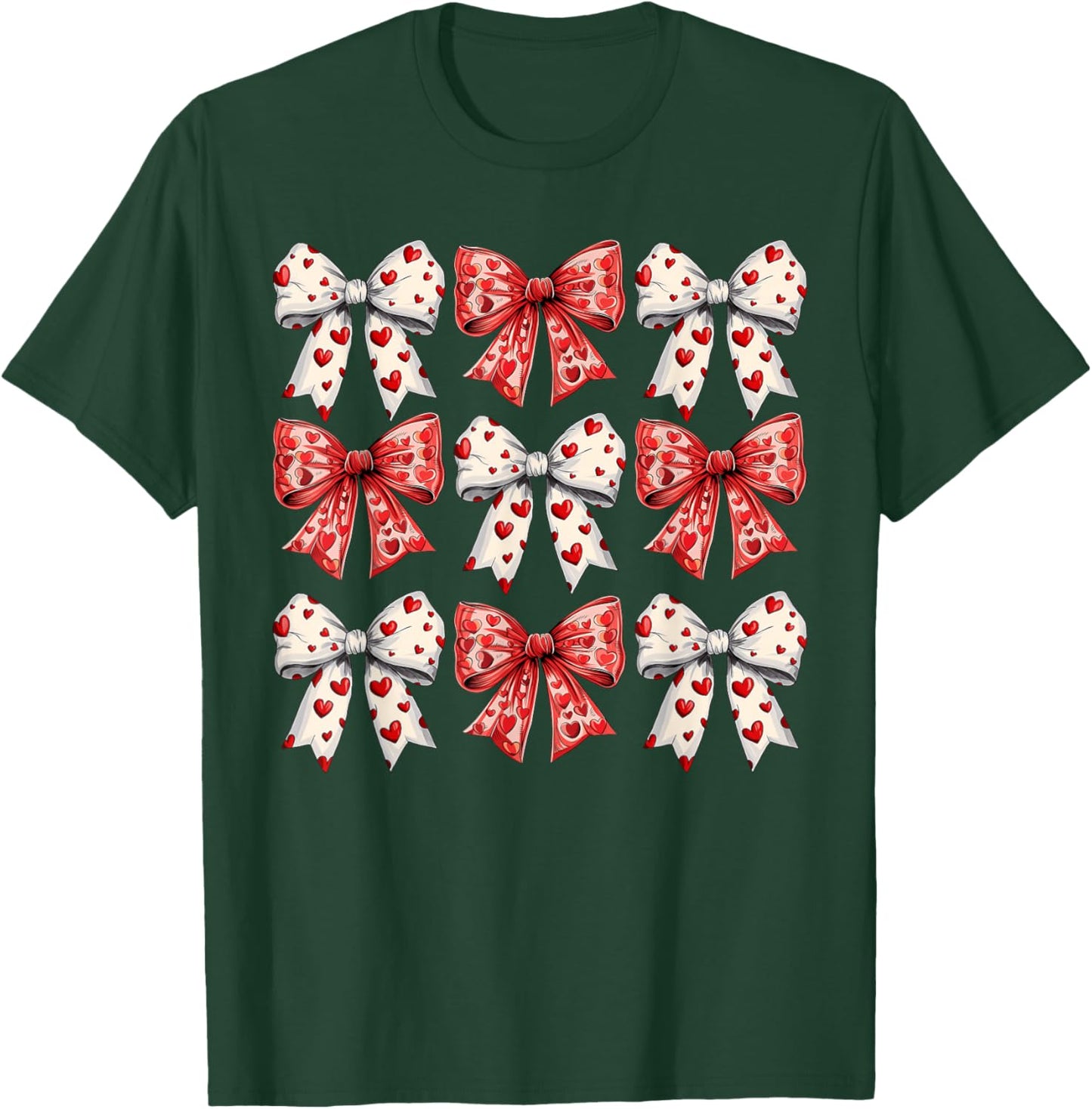 Retro Valentine's day Heart Coquette Bow Women Kids Girl T-Shirt - T-Shirt | Forest