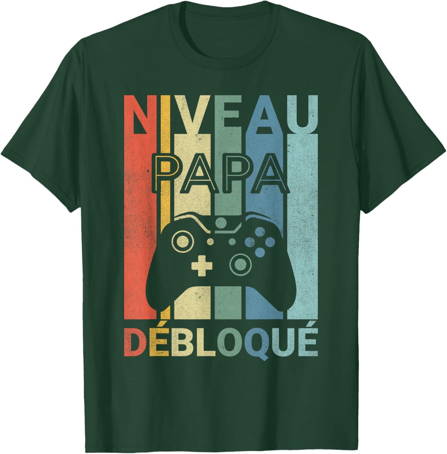 Level Dad Unlocked Birthday Father Gamer Parent Humor T-Shirt - T-Shirt | Forest