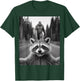Scared Raccoon Selfie With Sasquatch Bigfoot , Funny Raccoon T-Shirt - T-Shirt | Forest