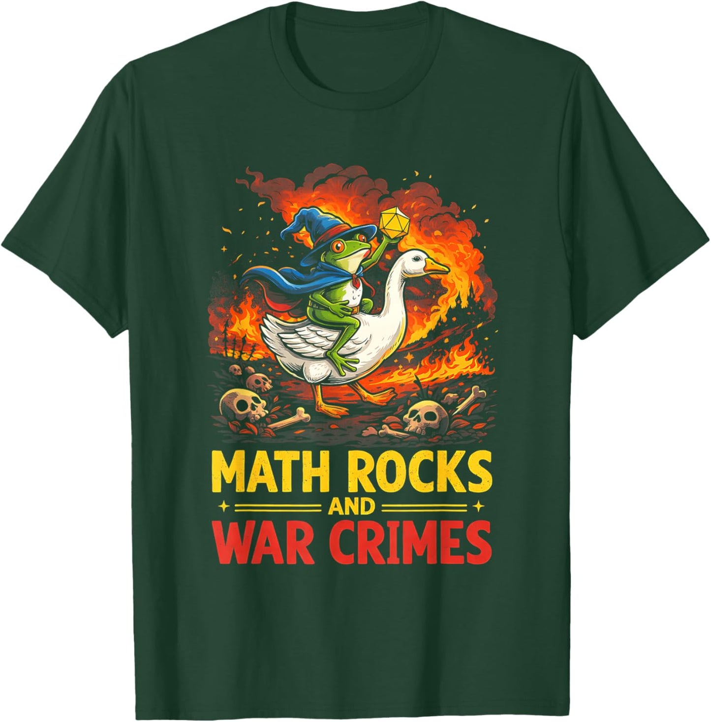 Math Rocks Funny Dice Gamer Shirt Wizard Frog Goose T-Shirt - T-Shirt | Forest