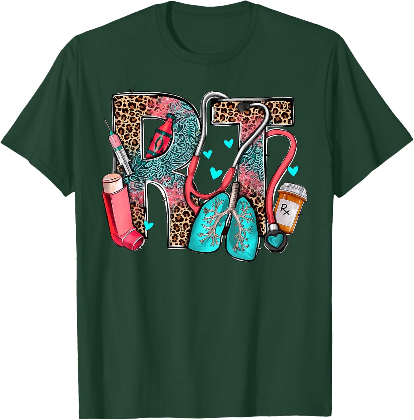 Rt Respiratory Therapist Stethoscope Nurse Western Nursing T-Shirt - T-Shirt | Forest
