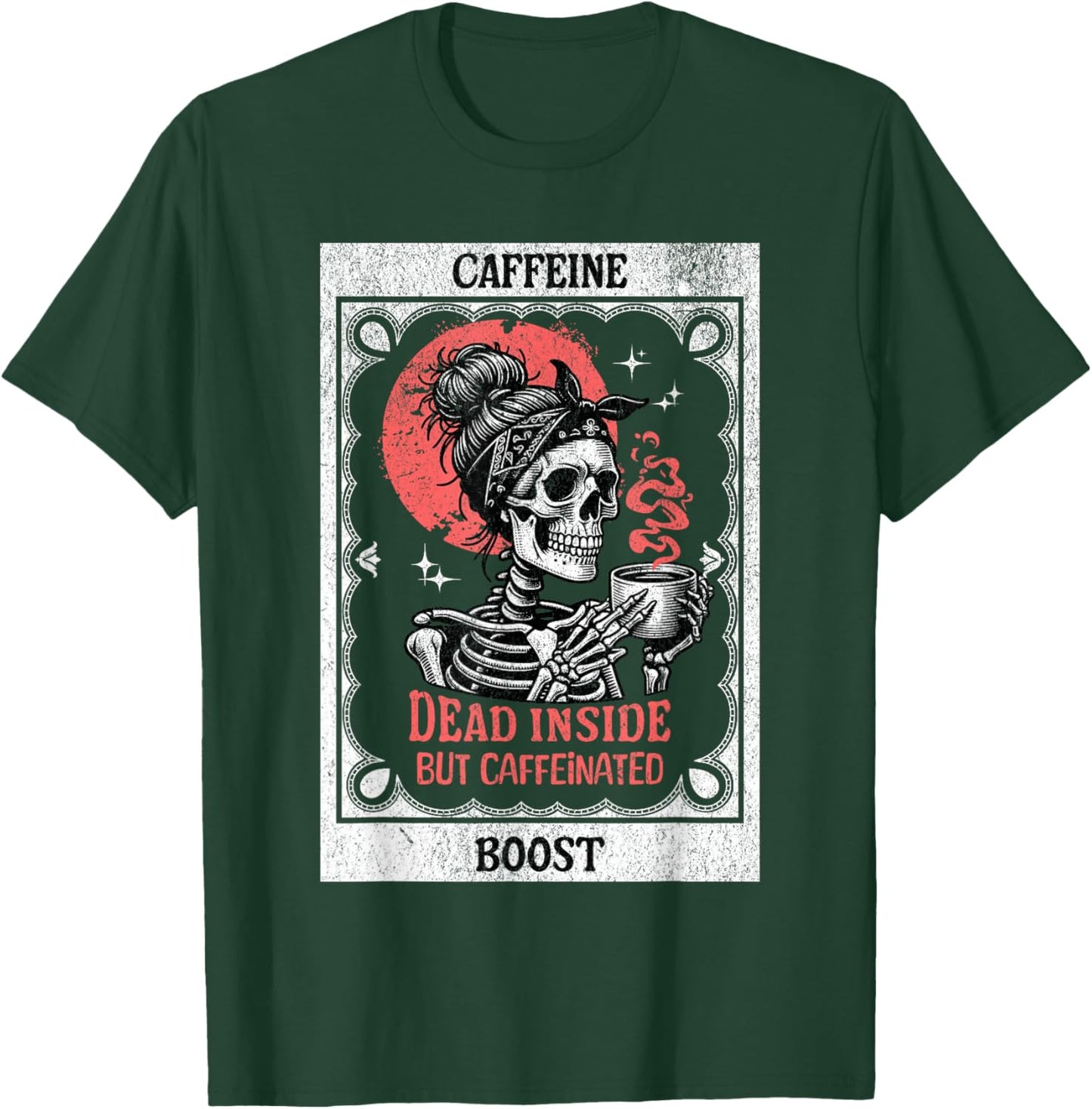 Funny Tarot Card Mom Dead Inside But Caffeinated Skeleton T-Shirt - T-Shirt | Forest