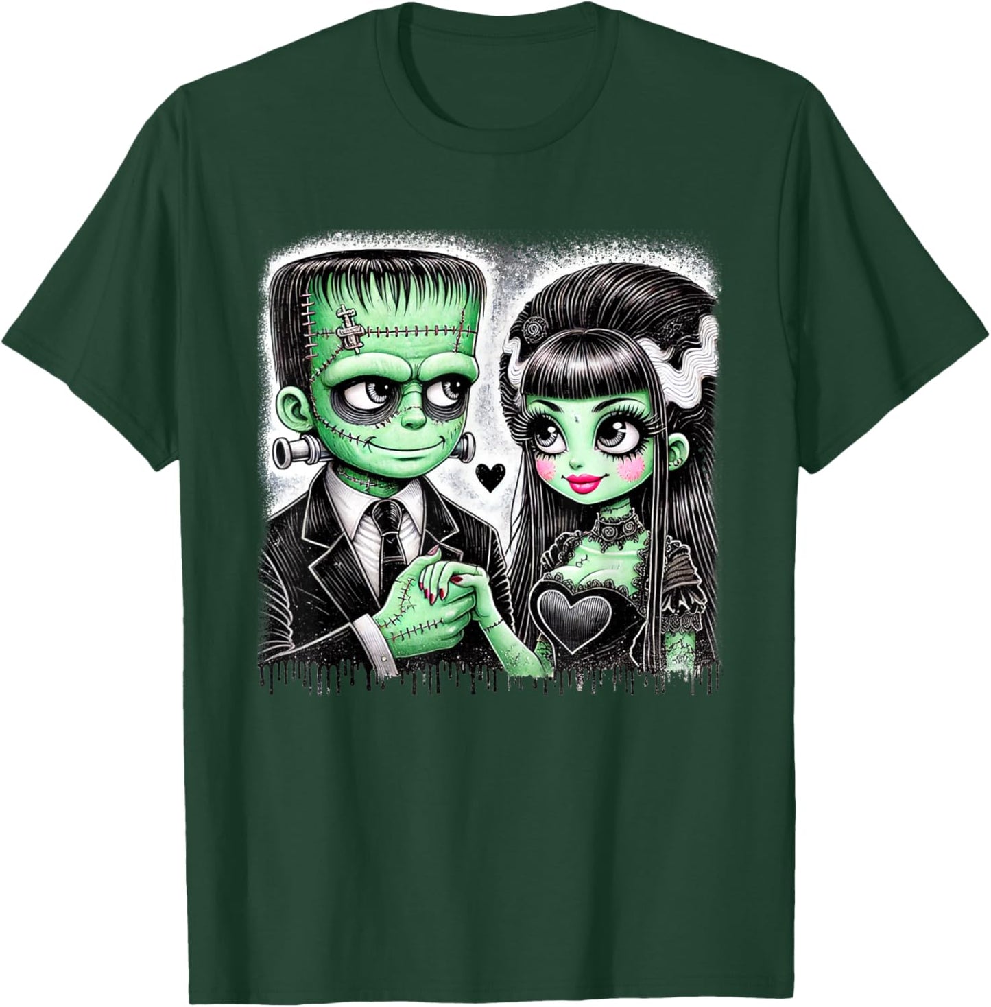 Halloween Lovers Frankenstein Skeleton Women Family T-Shirt - T-Shirt | Forest