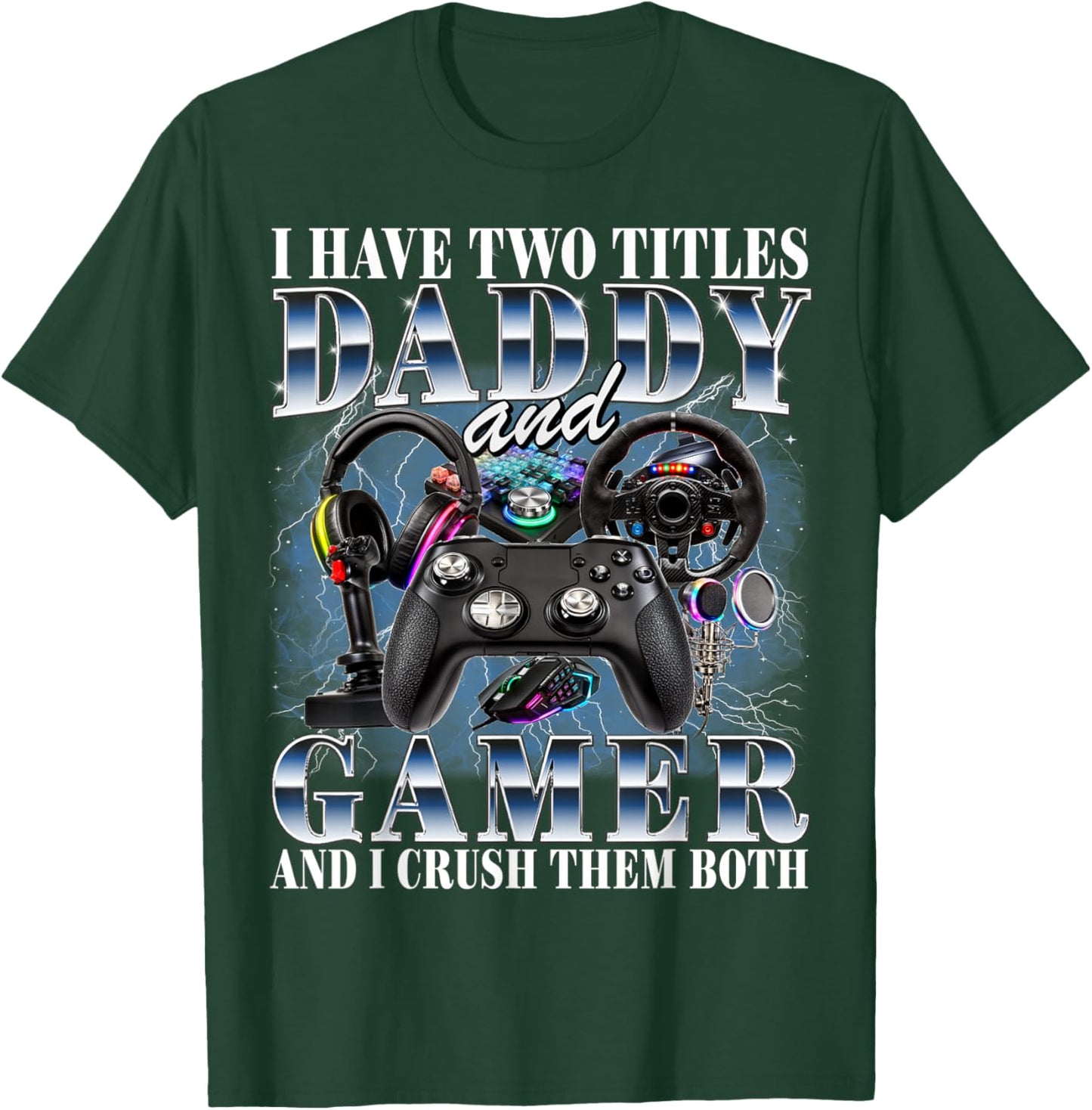Gamer Dad Gaming Daddy 90s Style Video Game Lover T-Shirt - T-Shirt | Forest