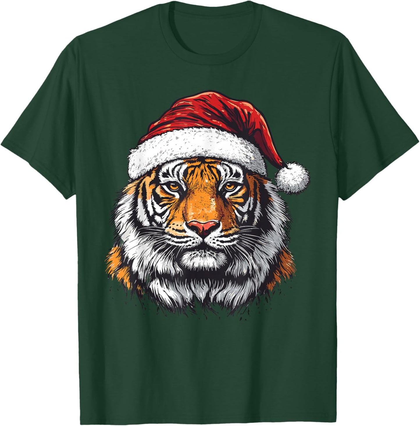 Tiger Santa Hat Zookeeper Xmas Tiger Lovers Christmas Pajama T-Shirt - T-Shirt | Forest