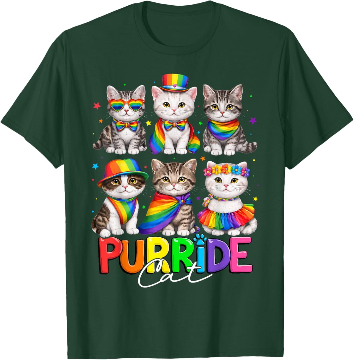 Purride Cat Animal Lovers Women Kids Pride Month T-Shirt - T-Shirt | Forest
