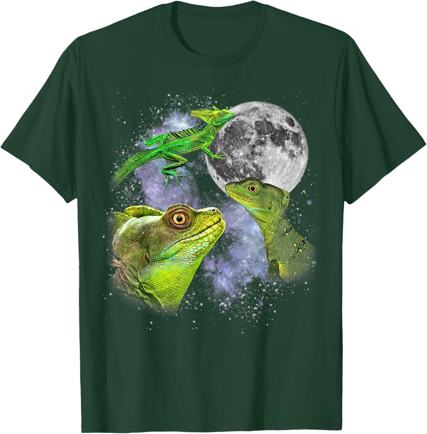 Three Bearded Dragon Moon Funny Lizard Graphic 90s Vintage T-Shirt - T-Shirt | Forest