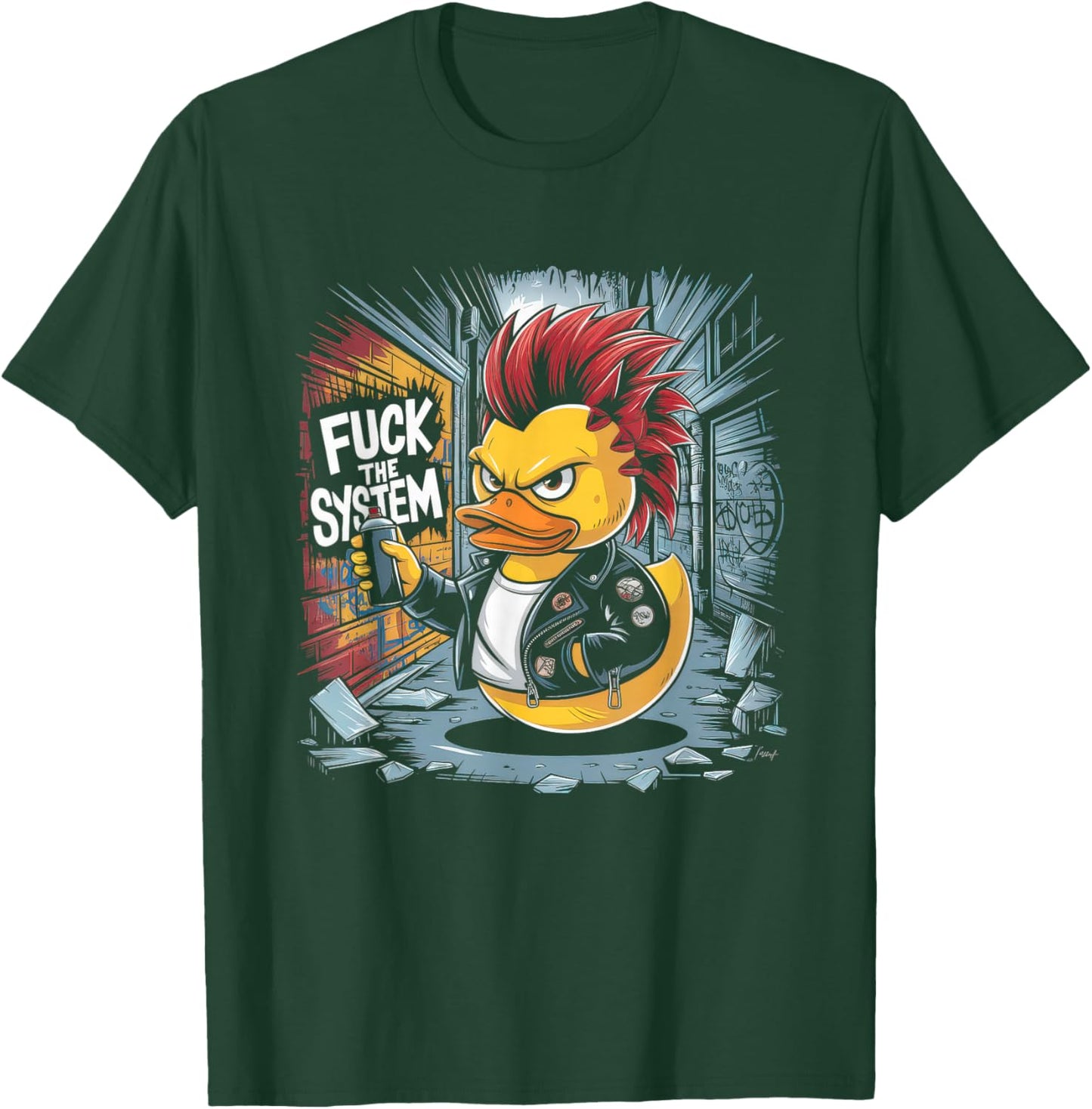 Punk Men's Women's Duck Rock Duckling Anarchy Punk T-Shirt - T-Shirt | Forest