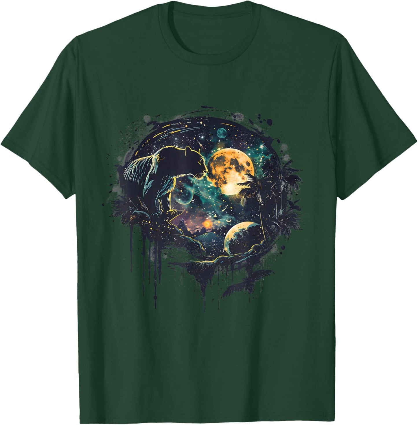 Panther Wildlife Nature Moon Panther Lover Jungle Motif T-Shirt - T-Shirt | Forest
