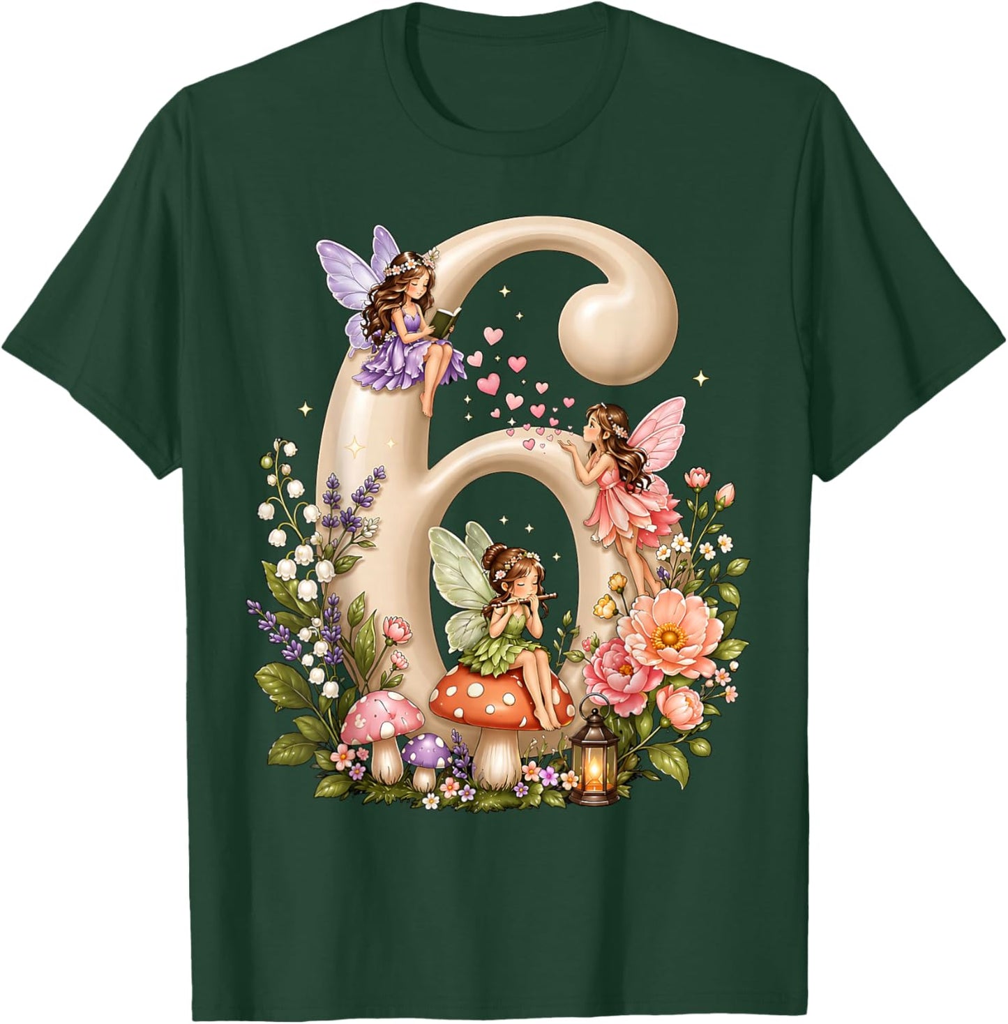 Fairy 6 Years Old Birthday Girl 6th Birthday Fairy Theme T-Shirt - T-Shirt | Forest