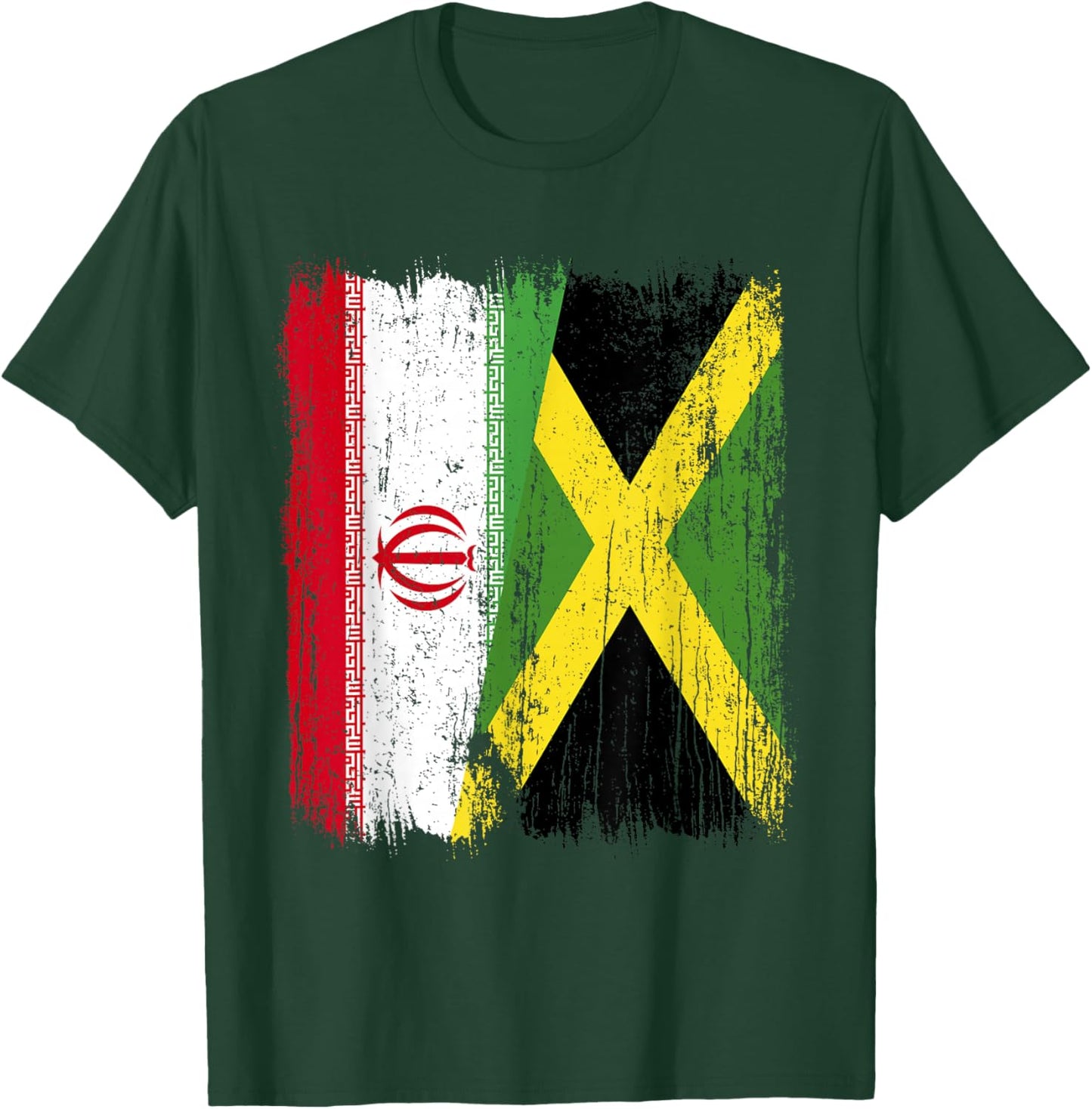 Iran Jamaica Half Flag Iranian Jamaican Heritage T-Shirt - T-Shirt | Forest