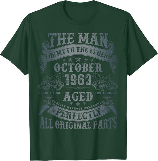 October 1963 62 Year Old Bday Gifts 62nd Birthday T-Shirt - T-Shirt | Forest