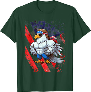 Funny American Mullet Eagle America 4th Of July Merica T-Shirt - T-Shirt | Forest