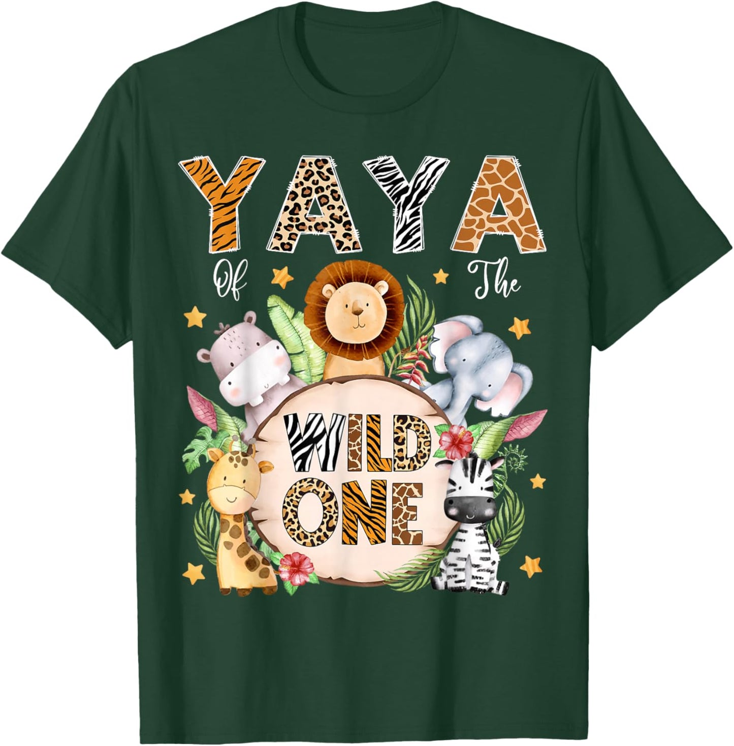 Yaya of The Wild One 1St Birthday Kids Safari Jungle T-Shirt - T-Shirt | Forest