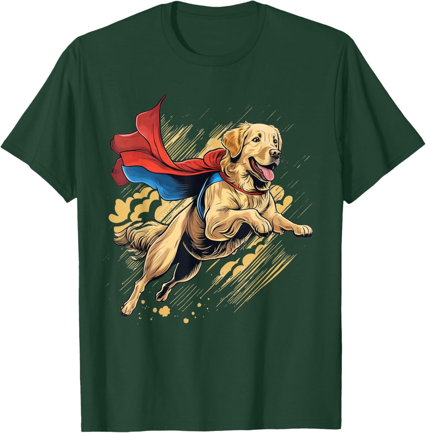 Superhero Golden Retriever Red Cape Super Hero Dog T-Shirt - T-Shirt | Forest
