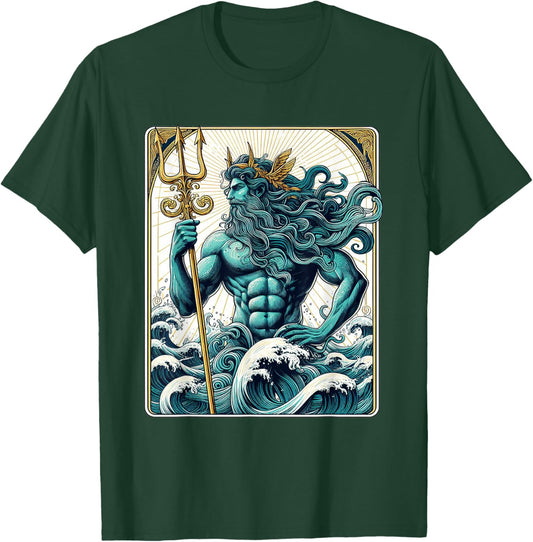 Poseidon Trident Tarot Card Shirt Lord of the Sea Greek God T-Shirt - T-Shirt | Forest