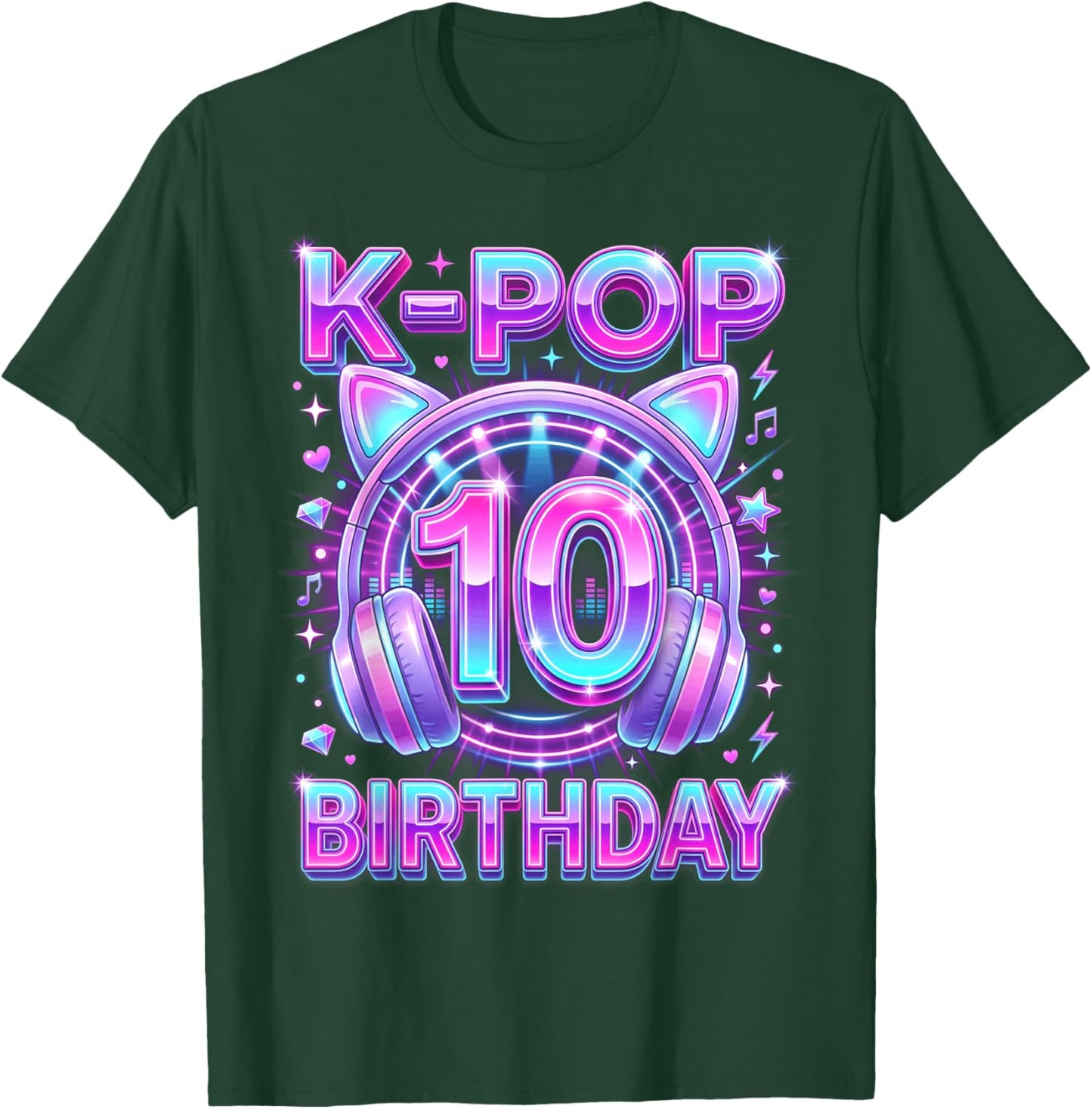 K-Pop 10th Birthday Kpop Girl 10 Year Old Korean Music T-Shirt - T-Shirt | Forest